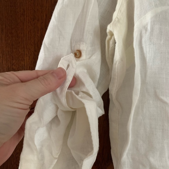 Anthropologie Maeve Cream Lace-Up Blouse size 4 - Picture 5 of 10